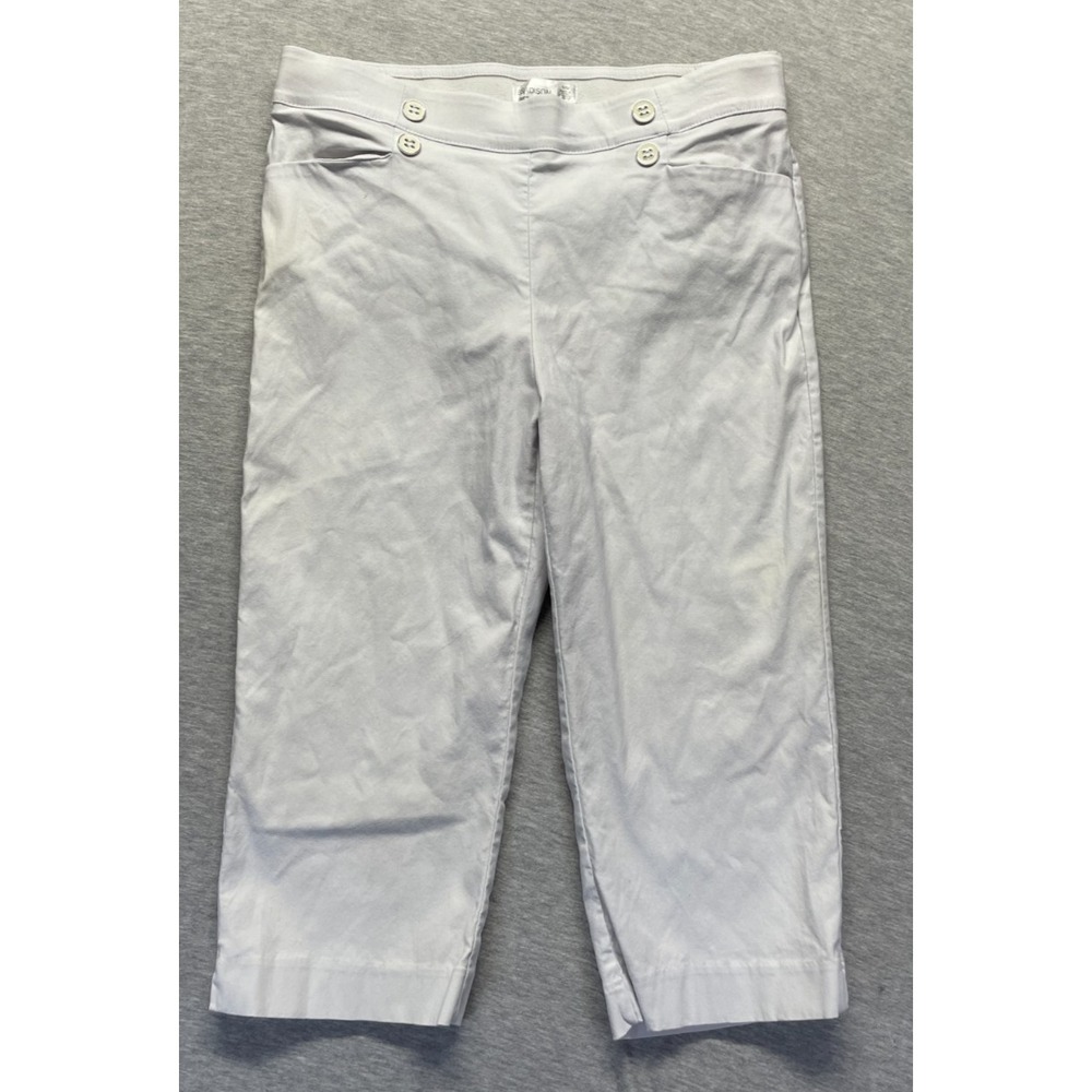 89th & Madison Crop Capri Pants Womens Medium White Rayon Mid Rise Straight Leg